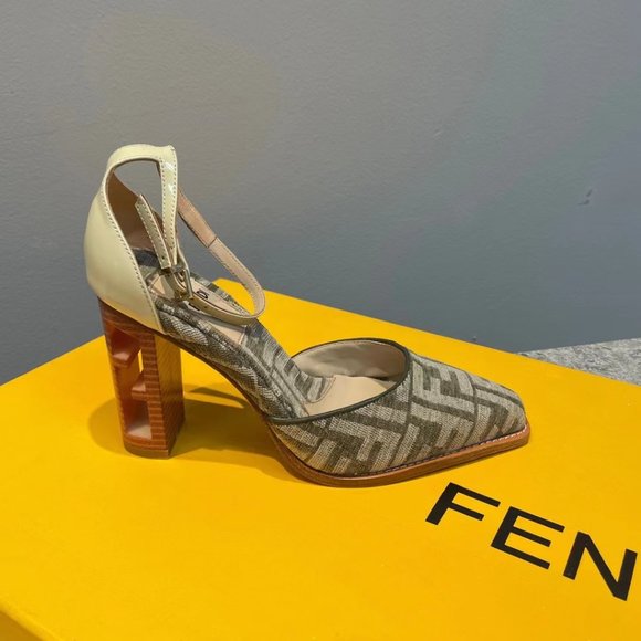 NEW in box. Fendi FF logo jacquard sandal heels - Picture 2 of 6